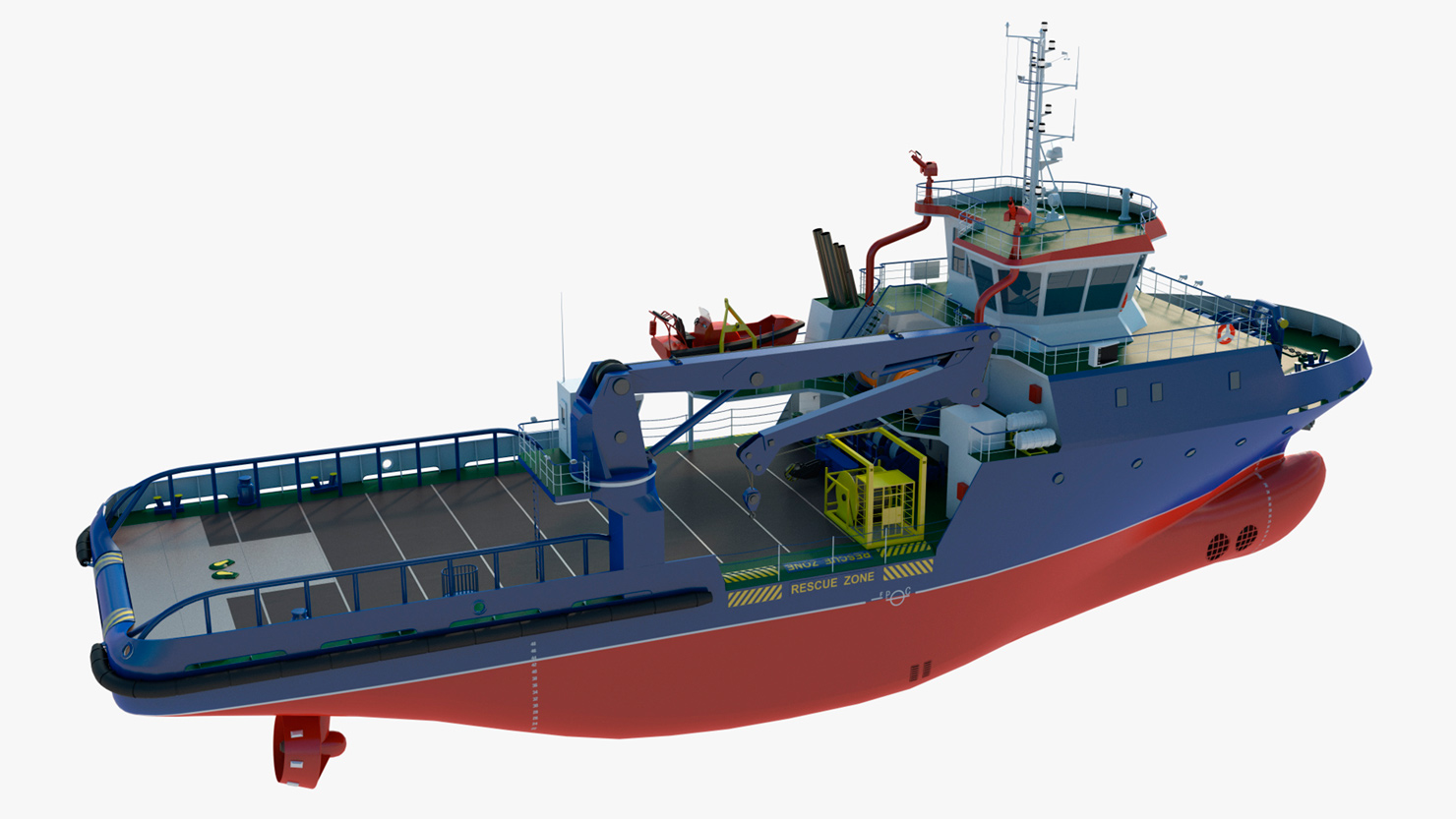 Presentation 3D model of the Cargo Crane Ship. Freelance 3D Designer “Monaco Felice”.